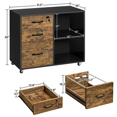 Yaheetech Vintage File Cabinet With 3 Drawers For Home And Office 2 Yaheetech Vintage File Cabinet With 3 Drawers For Home And Office - Image 2