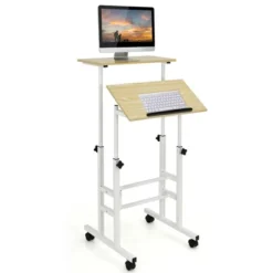 Costway Mobile Standing Desk Rolling Adjustable Laptop Cart Home Office WalnutNatural 21 Costway Mobile Standing Desk Rolling Adjustable Laptop Cart Home Office WalnutNatural -Officezen Shop GUEST 4619d193 ce12 4d89 81f4 694743d25d1a