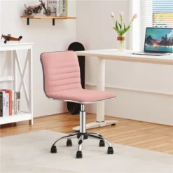 Yaheetech Velvet Low Back Armless Desk Chair Office Chair With Wheels