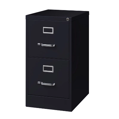 Hirsh 2 Drawer Vertical File Cabinet 22" Black 2 Hirsh 2 Drawer Vertical File Cabinet 22" Black - Image 2