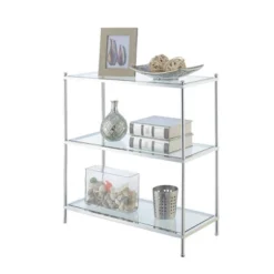 30.25" Royal Crest 3 Tier Bookcase Chrome - Breighton Home -Officezen Shop GUEST 493012ed 9c23 4119 87e9 9fa0f4f98766