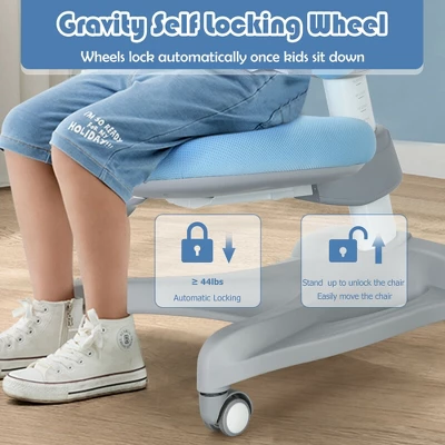 Costway Kids Study Desk Chair Adjustable Height Depth W/Sit-Brake Casters 9 Costway Kids Study Desk Chair Adjustable Height Depth W/Sit-Brake Casters - Image 9
