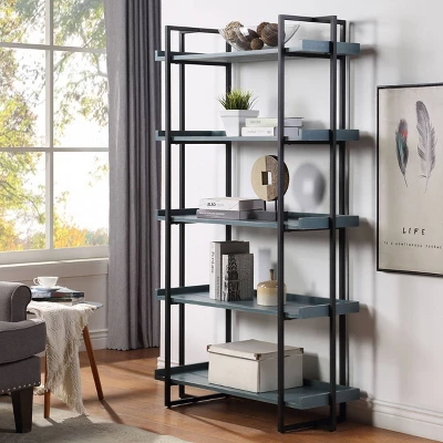 Kellare 5 Shelf Contemporary Bookcase - HOMES: Inside + Out 1 Kellare 5 Shelf Contemporary Bookcase - HOMES: Inside + Out