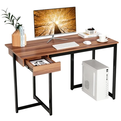 Costway Computer Desk Home Office Gaming Table Workstation Metal Frame With Drawer Walnut/Black/Rustic/Natural 13 Costway Computer Desk Home Office Gaming Table Workstation Metal Frame With Drawer Walnut/Black/Rustic/Natural - Image 13
