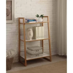 36" Oslo Sundance 3 Tier Shelf White/Bamboo - Breighton Home