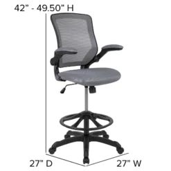 Flash Furniture Mid-Back Mesh Ergonomic Drafting Chair With Adjustable Foot Ring And Flip-Up Arms -Officezen Shop GUEST 54833c09 37b8 406d b397 b143e7548d6b