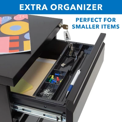 Mount-It! Mobile File Cabinet With 3 Drawers, Under Desk Rolling Storage , Black 3 Mount-It! Mobile File Cabinet With 3 Drawers, Under Desk Rolling Storage , Black - Image 3