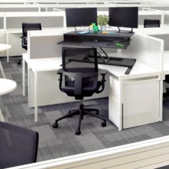 FlexPro Premier Electric Height Adjustable Corner Desk – 39.25” Standing Desk Converter – Black – Stand Steady -Officezen Shop GUEST 54bd9db7 bc5c 4306 86a5 b44357207b14