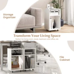 Costway Mobile File Cabinet Wooden Printer Stand Vertical Storage Organizer Home Office -Officezen Shop GUEST 55bc9bb8 584c 45b8 92d8 8deb9dded3fa