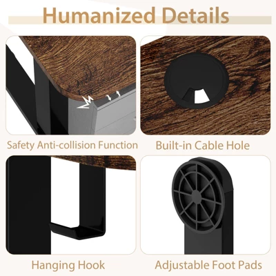 Tangkula 55" Electric Standing Desk Height Adjustable Home Office Table W/ Hook 6 Tangkula 55" Electric Standing Desk Height Adjustable Home Office Table W/ Hook - Image 6