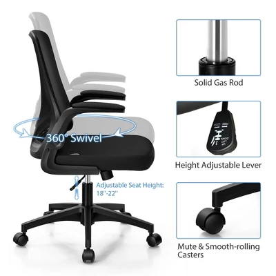 Costway Mesh Office Chair Swivel Computer Desk Chair W/Foldable Backrest & Flip-Up Arms 8 Costway Mesh Office Chair Swivel Computer Desk Chair W/Foldable Backrest & Flip-Up Arms - Image 8