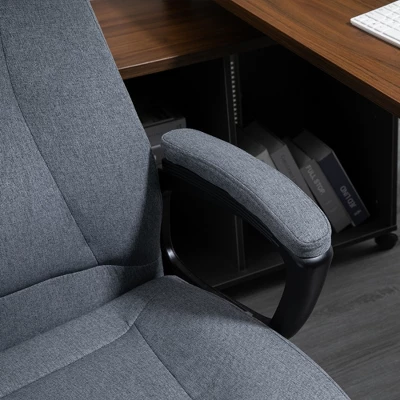 Vinsetto Ergonomic Home Office Chair Desk Computer Chair With 360° Swivel, Adjustable Height, Linen Fabric, Padded Armrests And Headrest, Gray 6 Vinsetto Ergonomic Home Office Chair Desk Computer Chair With 360° Swivel, Adjustable Height, Linen Fabric, Padded Armrests And Headrest, Gray - Image 6