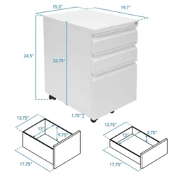 Mount-It! Mobile File Cabinet With 3 Drawers, Under Desk Rolling Storage , White -Officezen Shop GUEST 58109fe6 c5c0 42be 983a ffc99ff27cd4