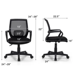 Costway Height Adjustable Mid-Back Mesh Chair Executive Chair W/ Lumbar Support -Officezen Shop GUEST 5a8224ee 6825 42ef 9e03 f604ccc45b49