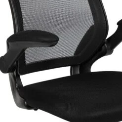 Emma And Oliver Black Mesh Sled Base Side Reception Guest Office Chair With Flip-Up Arms -Officezen Shop GUEST 5b7541fb ff69 499f a13d d5d15258ae20