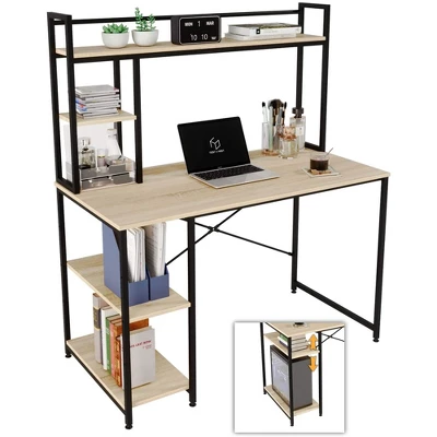 Bestier Computer Home Office Desk With Metal Frame, Hutch, Bookshelf, Under Desk Storage, And Working Table For Small Bedroom Space 7 Bestier Computer Home Office Desk With Metal Frame, Hutch, Bookshelf, Under Desk Storage, And Working Table For Small Bedroom Space - Image 7