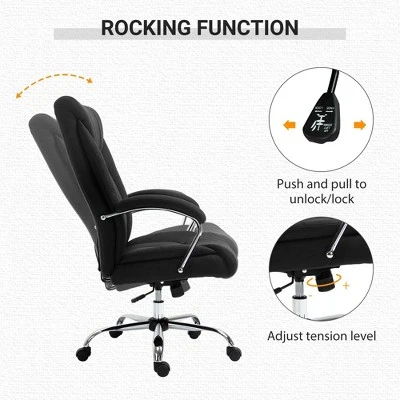 Vinsetto High Back Swivel Home Office Chair Task Ergonomic Linen Fabric Computer Chair With Arm Adjustable Height 3 Vinsetto High Back Swivel Home Office Chair Task Ergonomic Linen Fabric Computer Chair With Arm Adjustable Height - Image 3