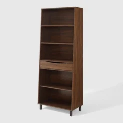 72.5" Mid-Century Modern 1 Drawer Angled Bookshelf - Saracina Home 14 72.5" Mid-Century Modern 1 Drawer Angled Bookshelf - Saracina Home -Officezen Shop GUEST 609b9da8 328d 4712 b54d c7f889c7330c