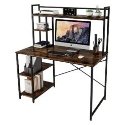 Bestier Computer Home Office Desk With Metal Frame, Hutch, Bookshelf, Under Desk Storage, And Working Table For Small Bedroom Space 11 Bestier Computer Home Office Desk With Metal Frame, Hutch, Bookshelf, Under Desk Storage, And Working Table For Small Bedroom Space -Officezen Shop GUEST 6365210b fddc 4dd3 90ce 6b254313cf39