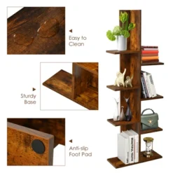 Tangkula Modern Multi-Layer Bookshelf Floor Standing Bookcase W/Anti-fall Device Storage Rack For Home Office Rustic 20 Tangkula Modern Multi-Layer Bookshelf Floor Standing Bookcase W/Anti-fall Device Storage Rack For Home Office Rustic -Officezen Shop GUEST 6393b700 4b8b 4c86 8f8a 70d36a76371c