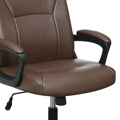 Curved Arms And Leatherette Upholstery Office Chair Brown - Benzara 2 Curved Arms And Leatherette Upholstery Office Chair Brown - Benzara - Image 2