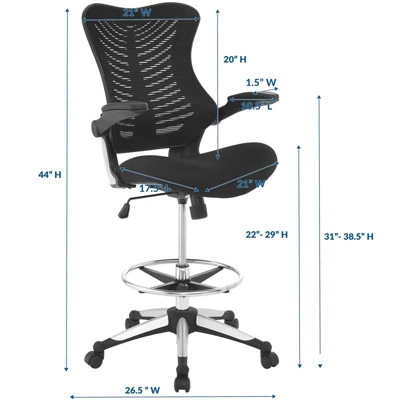 Charge Drafting Chair Black - Modway 1 Charge Drafting Chair Black - Modway