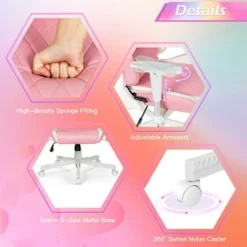 Costway Gaming Chair Racing Style Adjustable Swivel Computer Office Chair Pink 16 Costway Gaming Chair Racing Style Adjustable Swivel Computer Office Chair Pink -Officezen Shop GUEST 676cf3a9 4cb0 4dce b4a1 7a1b8f0ae06e