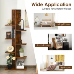 Tangkula Modern Multi-Layer Bookshelf Floor Standing Bookcase W/Anti-fall Device Storage Rack For Home Office Rustic 15 Tangkula Modern Multi-Layer Bookshelf Floor Standing Bookcase W/Anti-fall Device Storage Rack For Home Office Rustic -Officezen Shop GUEST 67747316 a8db 45ef 83da 9efc97cee25c