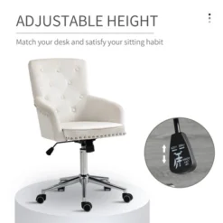HOMCOM Modern Mid-back Desk Chair With Button Tufted Velvet Back, Nailhead Trim, Swivel Home Office Chair With Adjustable Height, Curved Padded Armrests 16 HOMCOM Modern Mid-back Desk Chair With Button Tufted Velvet Back, Nailhead Trim, Swivel Home Office Chair With Adjustable Height, Curved Padded Armrests -Officezen Shop GUEST 67fca0ef 8c61 40a3 8540 834edc6acc6a
