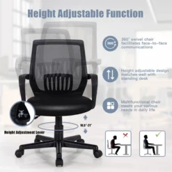 Costway Height Adjustable Mid-Back Mesh Chair Executive Chair W/ Lumbar Support -Officezen Shop GUEST 696a1b11 8701 40c5 adf2 2db89a71ae0a