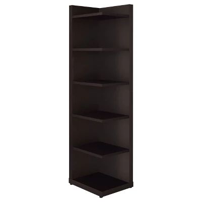 71" Modern 6 Shelf Corner Bookcase Cappuccino - Coaster 2 71" Modern 6 Shelf Corner Bookcase Cappuccino - Coaster - Image 2