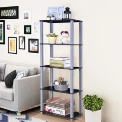 Costway 5-Tier Multi-Functional Storage Shelves Rack Display Bookcase Home Furni Black 12 Costway 5-Tier Multi-Functional Storage Shelves Rack Display Bookcase Home Furni Black -Officezen Shop GUEST 6cc02541 b644 4ab0 9bb4 370d8384854b