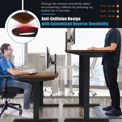 Costway 48'' Electric Standing Desk Height Adjustable W/ Control Panel & USB Port RusticWalnut 5 Costway 48'' Electric Standing Desk Height Adjustable W/ Control Panel & USB Port RusticWalnut - Image 5