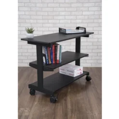 Stand Up Desk Store 3-Shelf Rolling Desk Return Side Desk Organizer And Bookcase On Wheels