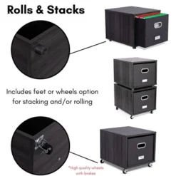 BirdRock Home Rolling Storage File Cabinet With 1 Lateral Drawer - Driftwood Grey -Officezen Shop GUEST 721bd779 a442 4ae9 98be 63c79f05b147