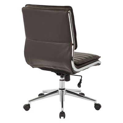 Armless Mid Back Manager's Faux Leather Chair With Chrome Base - OSP Designs 3 Armless Mid Back Manager's Faux Leather Chair With Chrome Base - OSP Designs - Image 3