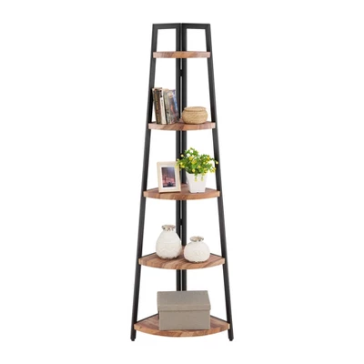 70" Free Standing 5 Tier Pyramid Corner Shelf - Danya B. 6 70" Free Standing 5 Tier Pyramid Corner Shelf - Danya B. - Image 6