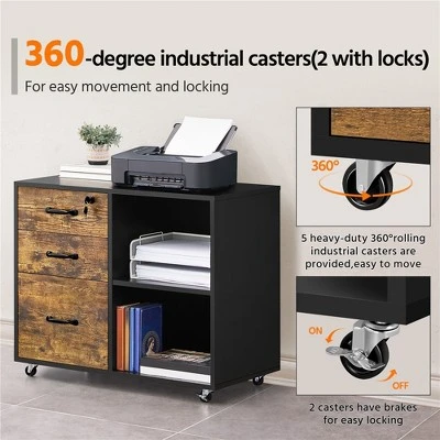 Yaheetech Vintage File Cabinet With 3 Drawers For Home And Office 5 Yaheetech Vintage File Cabinet With 3 Drawers For Home And Office - Image 5