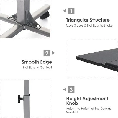 Costway Adjustable Angle & Height Rolling Laptop Notebook Desk Stand Over Sofa Bed Table 8 Costway Adjustable Angle & Height Rolling Laptop Notebook Desk Stand Over Sofa Bed Table - Image 8