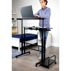 Black Rolling Sitting/Standing Desk With Side Storage - Mind Reader 21 Black Rolling Sitting/Standing Desk With Side Storage - Mind Reader -Officezen Shop GUEST 7f0d4615 af39 467a b014 d055232d2ac1