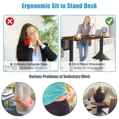 Costway 48'' Electric Standing Desk Height Adjustable W/ Control Panel & USB Port RusticWalnut 3 Costway 48'' Electric Standing Desk Height Adjustable W/ Control Panel & USB Port RusticWalnut - Image 3