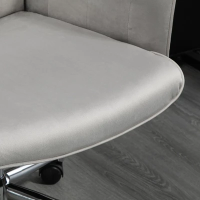 Vinsetto Mid-Back Tufted Velvet Fabric Home Office Desk Chair With Adjustable Height Swivel Adjustable Task Chair With Padded Armrests Light Gray 5 Vinsetto Mid-Back Tufted Velvet Fabric Home Office Desk Chair With Adjustable Height Swivel Adjustable Task Chair With Padded Armrests Light Gray - Image 5