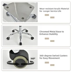 Costway Set Of 2 Rolling Acrylic Armless Desk Chair Swivel Vanity Ghost Chair Adjustable 13 Costway Set Of 2 Rolling Acrylic Armless Desk Chair Swivel Vanity Ghost Chair Adjustable -Officezen Shop GUEST 81a8b5a4 7ec6 4daa 9b21 b5405ecaf77e