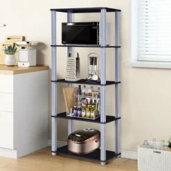 Costway 5-Tier Multi-Functional Storage Shelves Rack Display Bookcase Home Furni Black 11 Costway 5-Tier Multi-Functional Storage Shelves Rack Display Bookcase Home Furni Black -Officezen Shop GUEST 81d21931 d413 4865 b5b8 92e3e6ad237b