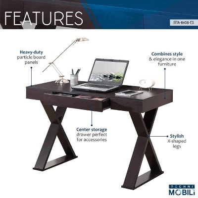 Trendy Desk With Drawer Espresso - Techni Mobili 3 Trendy Desk With Drawer Espresso - Techni Mobili - Image 3