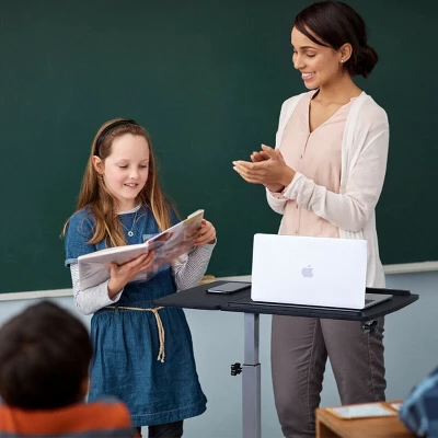 Costway Adjustable Angle & Height Rolling Laptop Notebook Desk Stand Over Sofa Bed Table 2 Costway Adjustable Angle & Height Rolling Laptop Notebook Desk Stand Over Sofa Bed Table - Image 2