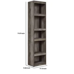 71.97" 5 Tier Wooden Pier With Adjustable Shelves - Benzara -Officezen Shop GUEST 868d63b1 06b8 4bd1 8a94 b5ec96460203