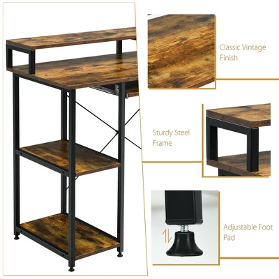 Costway 47'' Computer Desk Writing Study Table W/ Keyboard Tray & Monitor Stand 7 Costway 47'' Computer Desk Writing Study Table W/ Keyboard Tray & Monitor Stand - Image 7