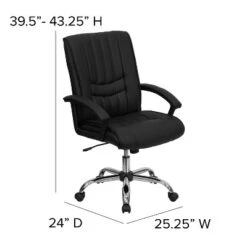 Flash Furniture Mid-Back Black LeatherSoft Swivel Manager's Office Chair With Arms 11 Flash Furniture Mid-Back Black LeatherSoft Swivel Manager's Office Chair With Arms -Officezen Shop GUEST 88882550 b5e6 47c7 a691 8bf8d40f3dda