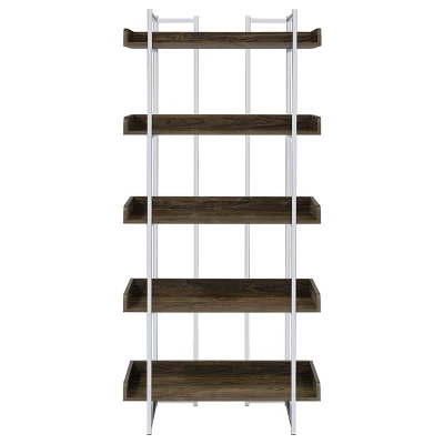 70.25" Angelica 5 Shelf Bookcase Walnut - Coaster 2 70.25" Angelica 5 Shelf Bookcase Walnut - Coaster - Image 2